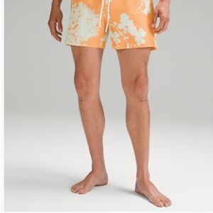 Lululemon Athletica Orange and White Swim Trunks